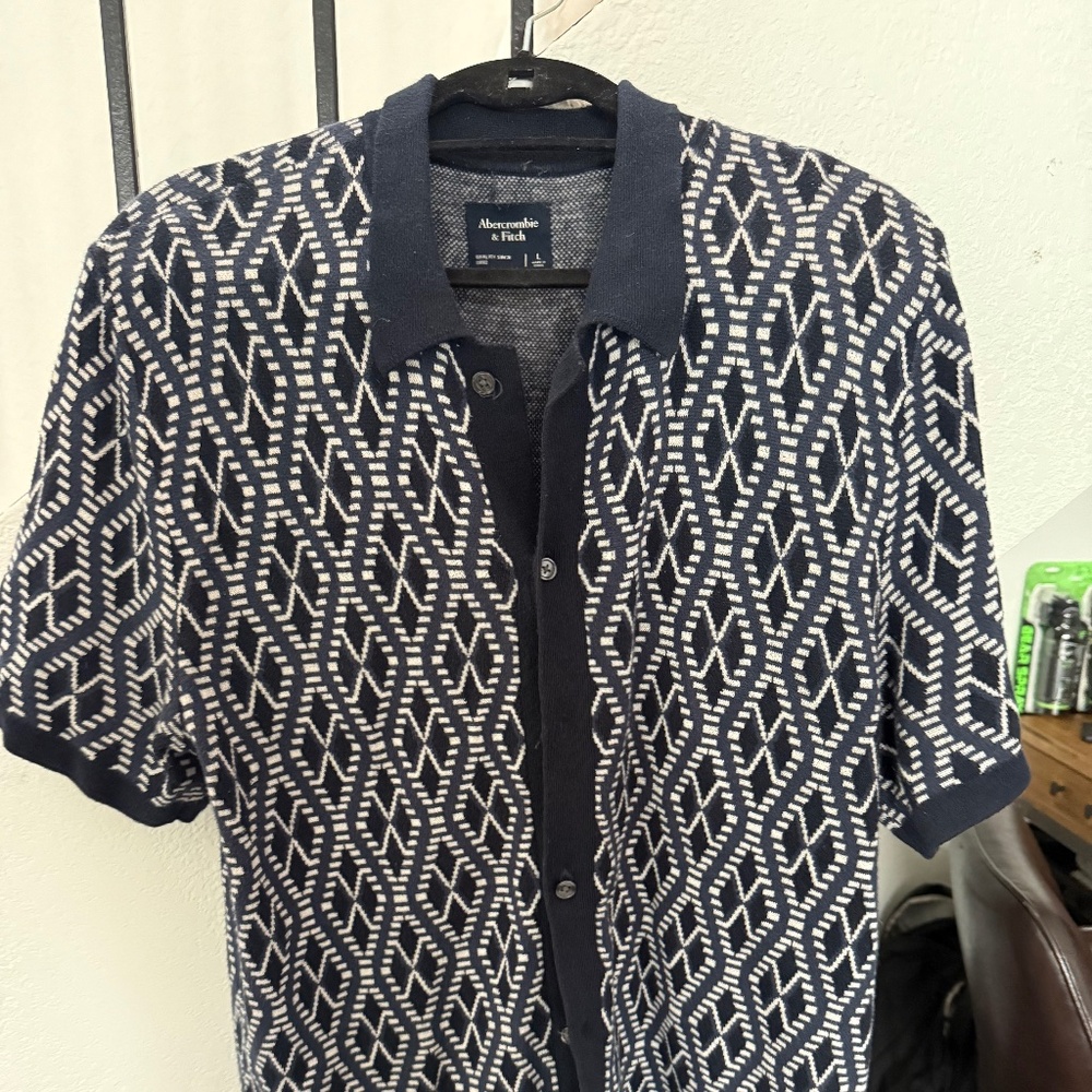 Abercrombie & Fitch Mens Woven Polo Button Up Shirt - Size L